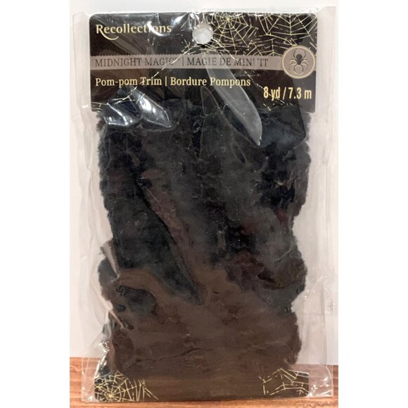 Recollections Midnight Magic Pom-Pom Trim 8 Yd 7.3 M Black HAlloween 424687 - Picture 2 of 3